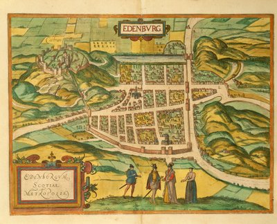Kart over Edinburgh fra Cities of the World av Georg Braun av Georg Braun and Hogenberg Franz