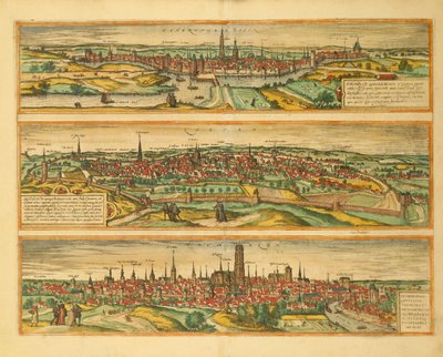 Kart over Hertogenbosch, Leuven og Mechelen fra Civitates Orbis Terrarum av Georg Braun av Georg Braun and Hogenberg Franz
