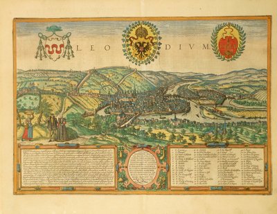 Kart over Liege fra Cities of the World av Georg Braun av Georg Braun and Hogenberg Franz