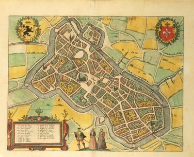 Kart over Lille fra World Cities av Georg Braun av Georg Braun and Hogenberg Franz