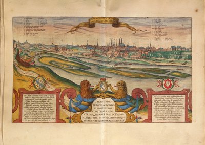 Kart over München, Tyskland, fra Cities of the World av Georg Braun av Georg Braun and Hogenberg Franz