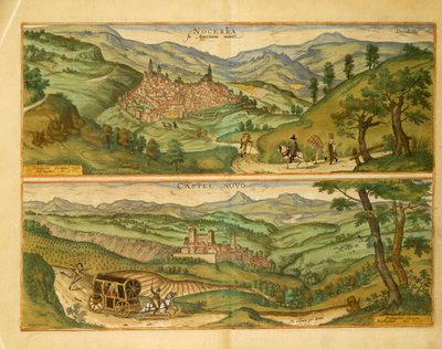 Kart over Nocera og Castelnuovo fra Cities of the World av Georg Braun av Georg Braun and Hogenberg Franz