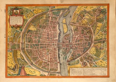 Kart over Paris fra Cities of the World av Georg Braun av Georg Braun and Hogenberg Franz