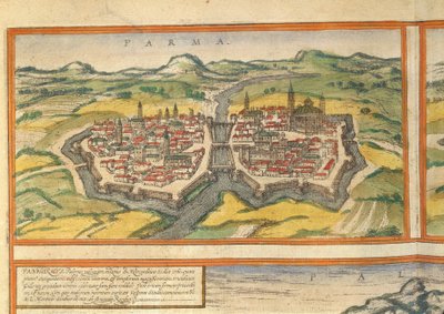Kart over Parma fra World Cities av Georg Braun av Georg Braun and Hogenberg Franz