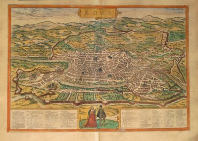 Kart over Roma fra andre verdenskrig av Georg Braun av Georg Braun and Hogenberg Franz