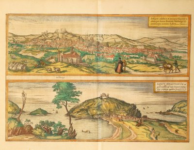 Kart over San Sebastian og Burgos fra andre verdenskrig av Georg Braun av Georg Braun and Hogenberg Franz