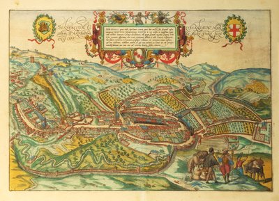 Kart over Serravalle Scrivia, Piemonte-regionen fra World Cities av Georg Braun av Georg Braun and Hogenberg Franz