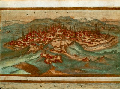 Kart over Siena, fra Cities of the World av Georg Braun av Georg Braun and Hogenberg Franz