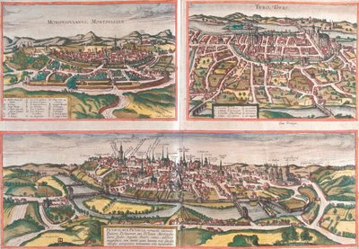 Montpellier, Tours, Poitiers, Frankreich von Georg and Hogenberg Franz (1535-90) Braun