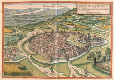 Novara, Piemont-regionen, Italia (gravering av Georg Braun and Hogenberg Franz