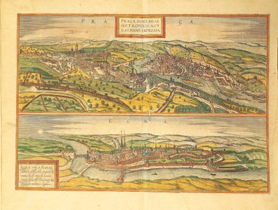 Praha og Cheb, Eger fra Cities of the World av Georg Braun av Georg Braun and Hogenberg Franz