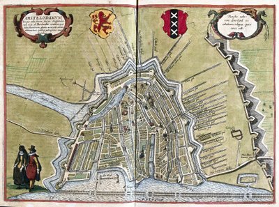 Amsterdam, Nederland (gravering av Georg Braun and Hogenberg Franz