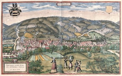 Budingen (Hessen), Tyskland (gravering av Georg Braun and Hogenberg Franz