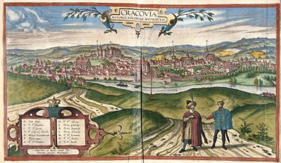 Krakow, Polen (gravering av Georg Braun and Hogenberg Franz