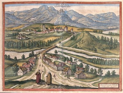 Dregelypalank, Hungary (engraving av Georg Braun and Hogenberg Franz