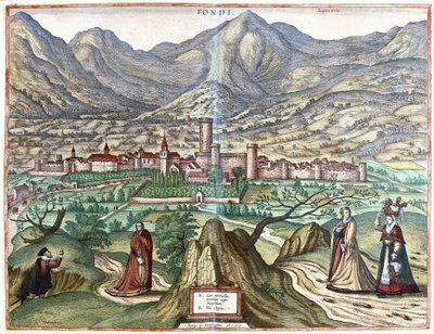 Fondi (romersk land), Italia av Georg Braun and Hogenberg Franz