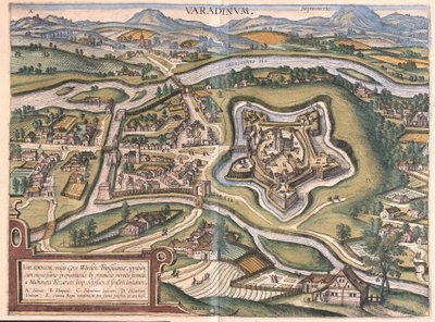 Oradea (eller Oradea Mare), Romania (gravering av Georg Braun and Hogenberg Franz