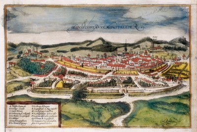Plan for byen Montpellier av Georg Braun and Hogenberg Franz