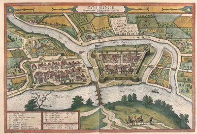 Szolnok, Ungarn (gravering av Georg Braun and Hogenberg Franz