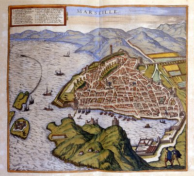Utsikt over Marseille fra Atlas of Braun og Hogenberg av Georg Braun and Hogenberg Franz