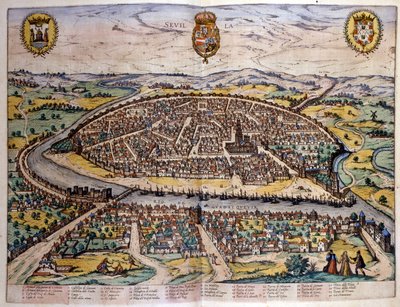 Utsikt over Sevilla fra Atlas of Braun og Hogenberg av Georg Braun and Hogenberg Franz
