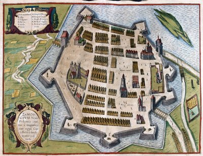 Zamosc, Polen (gravering av Georg Braun and Hogenberg Franz