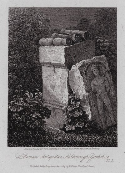 Romerske antikviteter, Aldborough, Yorkshire (gravering) av George (after) Arnald
