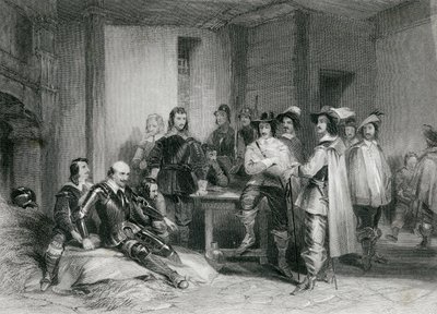 Død av jarlen av Lindsey (gravering) av George (after) Cattermole