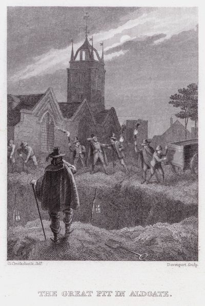 The Great Pit in Aldgate (gravering) av George (after) Cruikshank