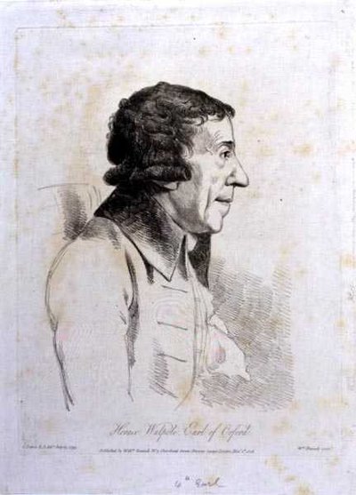 Horace Walpole, 4. jarl av Orford (1717-97), gravert av William Daniell (1769-1837) av George (after) Dance