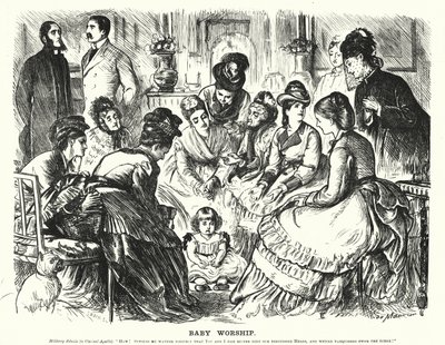 Punch tegneserie: Baby Worship (gravering) av George (after) Du Maurier