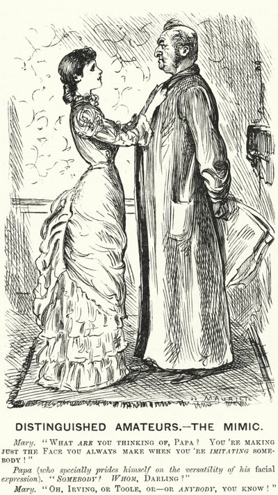 Punch tegneserie: Distinguished Amateurs - the Mimic (gravering) av George (after) Du Maurier