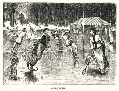 Punch tegneserie: Rink-Tennis (gravering) av George (after) Du Maurier