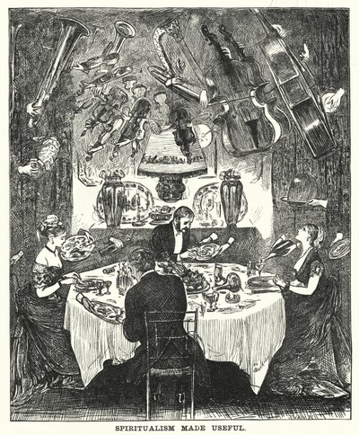Punch tegneserie: Spiritualism Made Useful (gravering) av George (after) Du Maurier