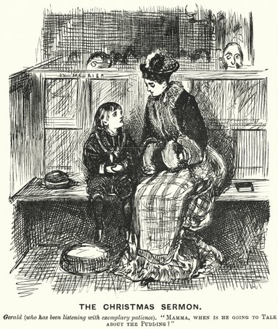 Punch tegneserie: The Christmas Preken (gravering) av George (after) Du Maurier