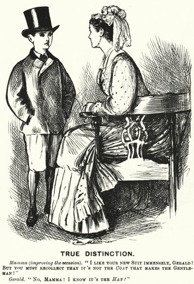 Punch tegneserie: True Distinction (gravering) av George (after) Du Maurier
