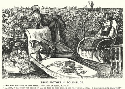 Punch tegneserie: True Motherly Solicitude (gravering) av George (after) Du Maurier