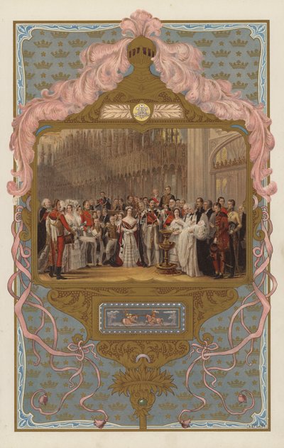 Dåpen til den fremtidige kong Edward VII (farge litho) av George (after) Hayter