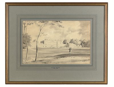 Carton House, Co. Kildare, sete for hertugen av Leinster (blyant og grå vask) av George (after) Petrie