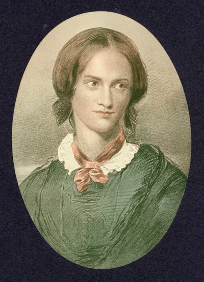 Charlotte Bronte , engelsk forfatter (farget gravering) av George (after) Richmond
