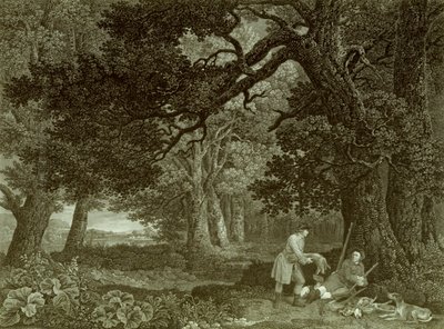 A Repose after Shooting, Plate 4 (gravering) av George (after) Stubbs