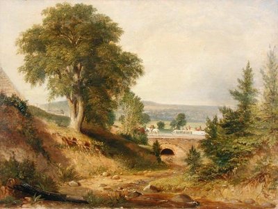 Canal Aqueduct Crossing a Stream, ca. 1840-49 (olje på lerret) av George (attr.) Harvey