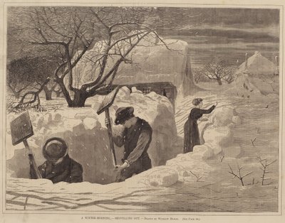 A Winter-Morning, - Shoveling Out, utgitt 1871. av George A. Avery