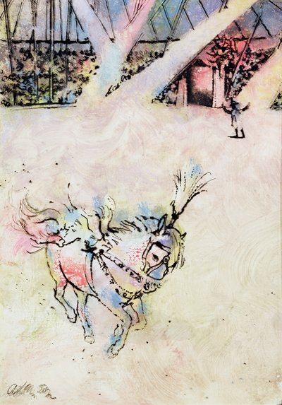Sirkushest, (blekk og gouache på gessobrett). av George Adamson