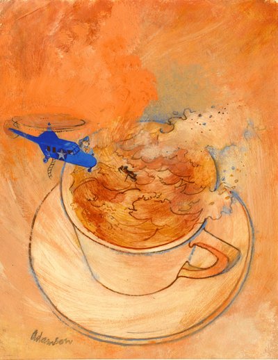 Storm i en tekopp, (1970-tallet) gouache på papir av George Adamson