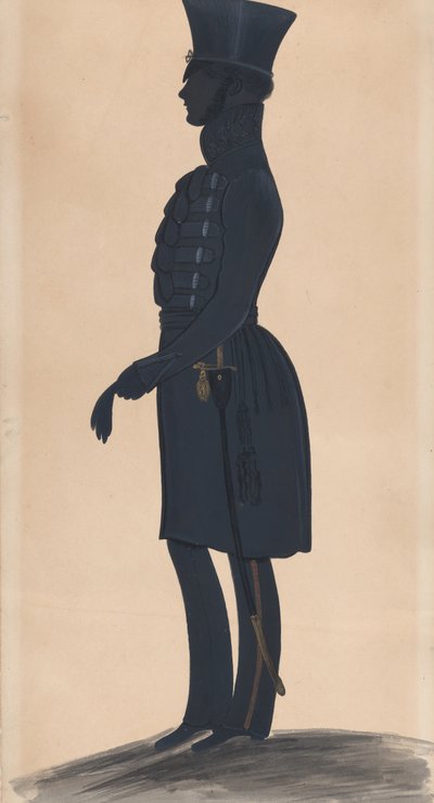Oberst H.J. Daniell, full lengde til venstre, 1827-44. av George Angelo Crowhurst