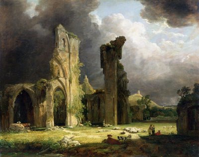 Glastonbury Abbey med Tor utenfor av George Arnald