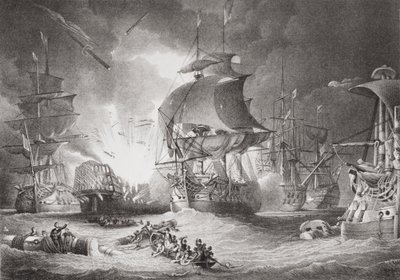The Battle of the Nile, 1. august 1798, fra `Illustrations of English and Scottish History