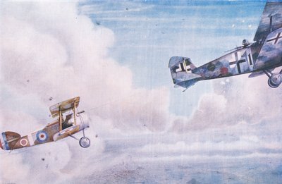 An Aerial duel: The Blind Spot, fra Cassells History of the British People utgitt av Waverley Book Company Limited, ca. 1940 av George Arnold