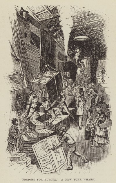 Frakt for Europa, A New York Wharf av George Augustus Sala